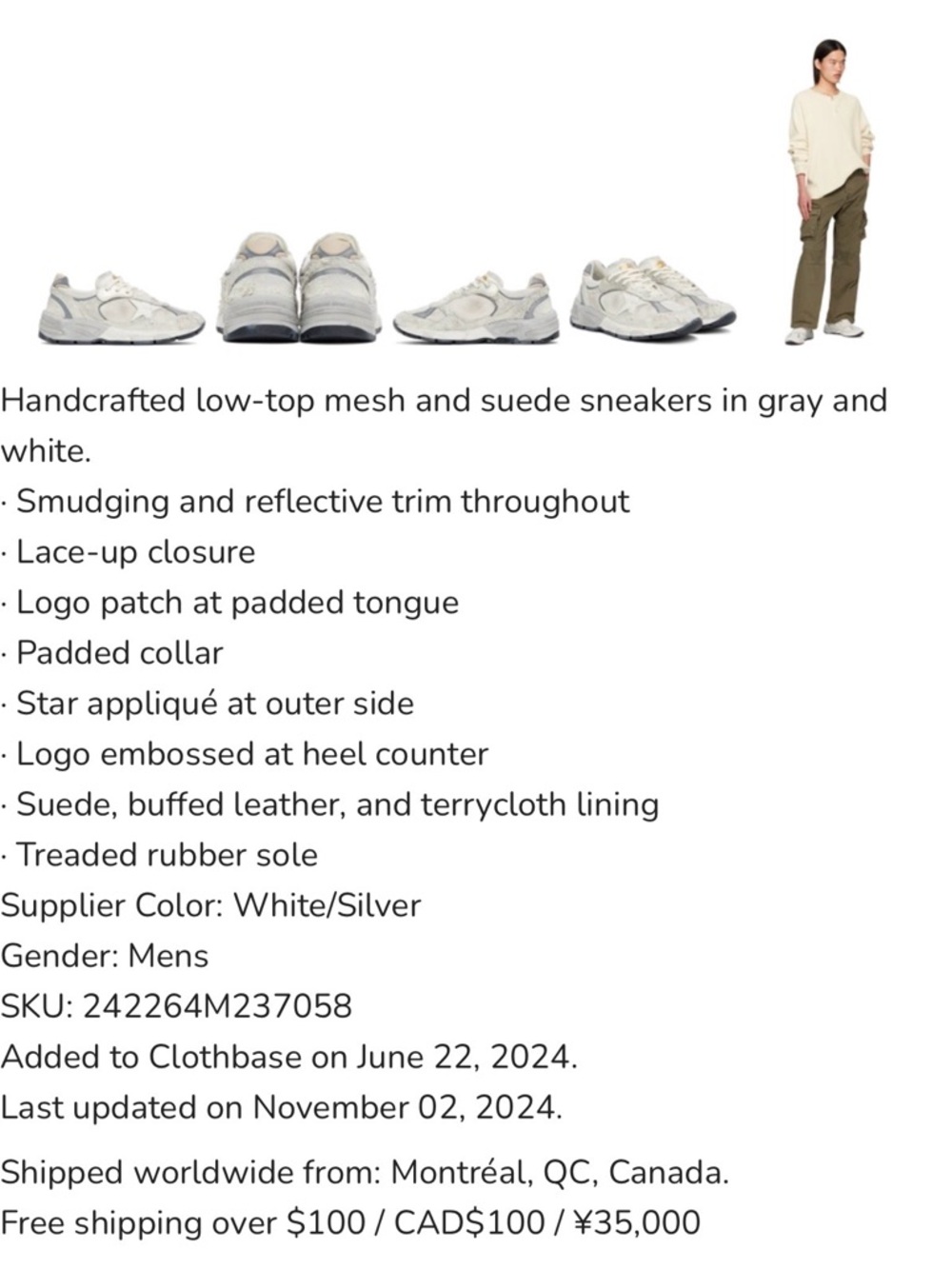 Golden Goose White and Gray Dad-Style Star Sneakers - Picture 3 of 10